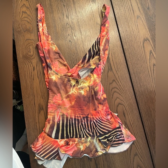 jaded london | marie backless mini dress UK SIZE 4 | y2k wrap dress frill hem - Picture 3 of 4